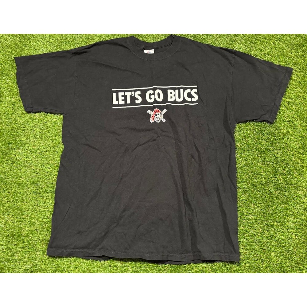 Jerzees Pittsburgh Pirates Smiley Cookie Black SHIRT Men's Size XL Let's Go Bucs
